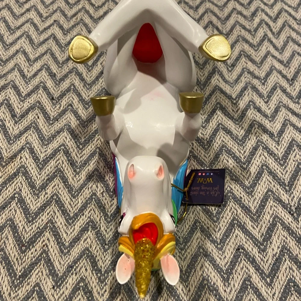 White Rainbow Unicorn Wine Bottle Holder - Colorful Fun Accent